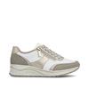 Rieker Laced Wedge Trainer With Side Zip - White Combi